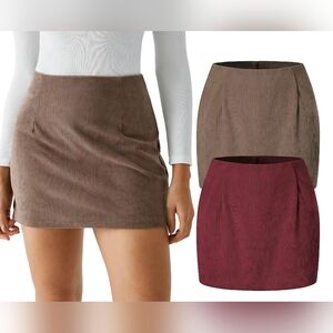 Halara Corduroy Mini Skirt Set - Brown and Burgundy